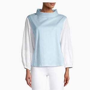 Harshman Perry Cotton Tunic women's size small in blue and white‎ NWT